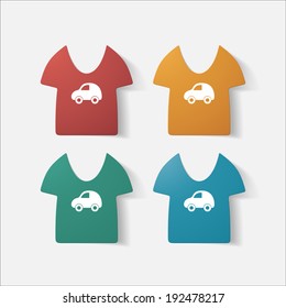 Paper clipped sticker: Children's T-shirt. Isolated illustration icon