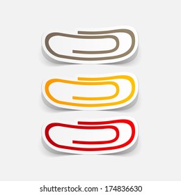 Paper clipped sticker: paper clip . Isolated illustration icon