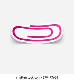 Paper clipped sticker: paper clip . Isolated illustration icon