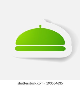Paper clipped sticker: Cloche. Isolated illustration icon