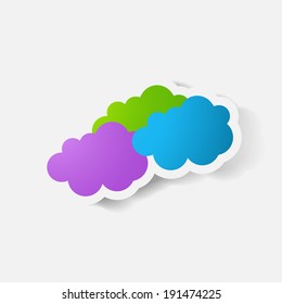 Paper clipped sticker: cloud.Paper clipped sticker: cloud