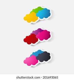 Paper clipped sticker: cloud.Paper clipped sticker: cloud