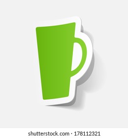Paper clipped sticker: Coffee Cup . Isolated illustration icon