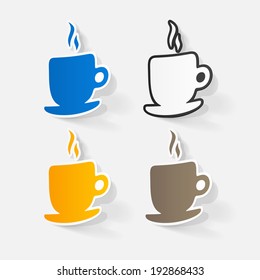 Paper clipped sticker: Coffee Cup . Isolated illustration icon