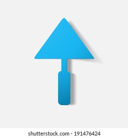 Paper clipped sticker: construction trowel. Isolated illustration icon