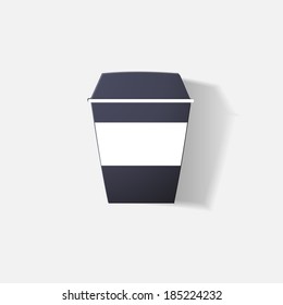 Paper clipped sticker: cup of coffee. Isolated illustration icon