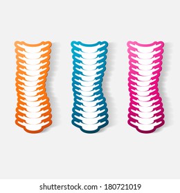 Paper clipped sticker: with the curvature of the spine to the left. Isolated illustration icon