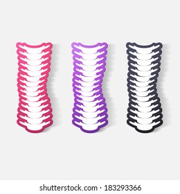 Paper clipped sticker: with the curvature of the spine to the left. Isolated illustration icon