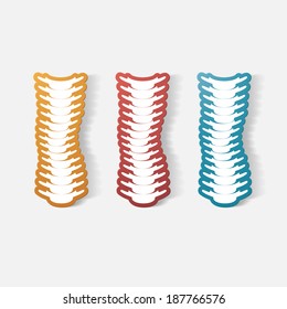 Paper clipped sticker: with the curvature of the spine to the left. Isolated illustration icon