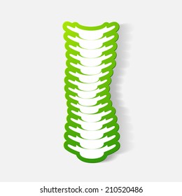 Paper clipped sticker: with the curvature of the spine to the left. Isolated illustration icon