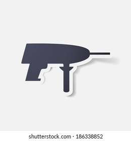 Paper clipped sticker: drill. Isolated illustration icon