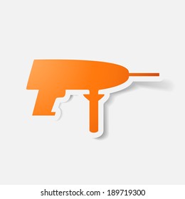 Paper clipped sticker: drill. Isolated illustration icon