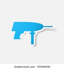 Paper clipped sticker: drill. Isolated illustration icon