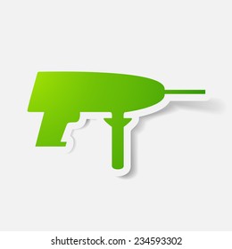Paper clipped sticker: drill. Isolated illustration icon