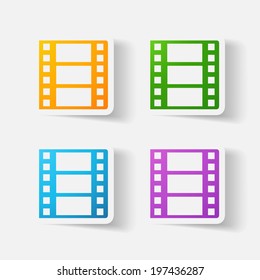 Paper clipped sticker: film. Isolated illustration icon