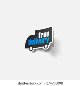 Paper clipped sticker: free shipping. Isolated illustration icon