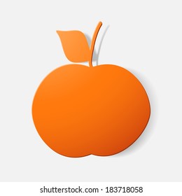 Paper clipped sticker: fruit, apple. Isolated illustration icon