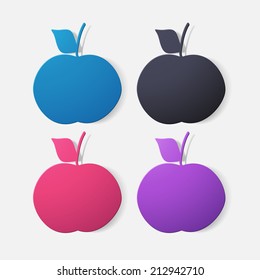 Paper clipped sticker: fruit, apple. Isolated illustration icon