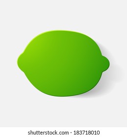Paper clipped sticker: fruit, lemon. Isolated illustration icon