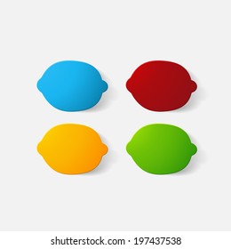 Paper clipped sticker: fruit, lemon. Isolated illustration icon