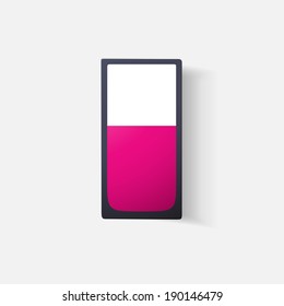 Paper clipped sticker: glass with liquid. Isolated illustration icon