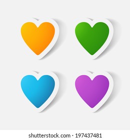 Paper clipped sticker: heart. Isolated illustration icon