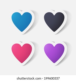 Paper clipped sticker: heart. Isolated illustration icon