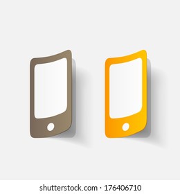 Paper clipped sticker: iPhone. Isolated illustration icon