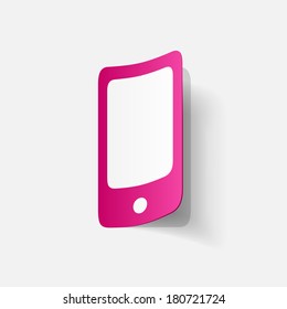 Paper clipped sticker: iPhone. Isolated illustration icon