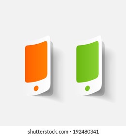 Paper clipped sticker: iPhone. Isolated illustration icon