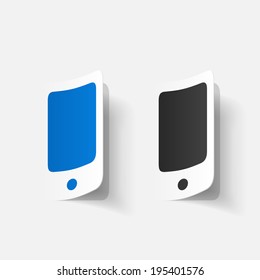 Paper clipped sticker: iPhone. Isolated illustration icon