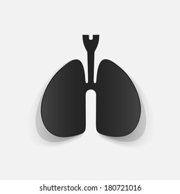Paper clipped sticker: lungs. Isolated illustration icon
