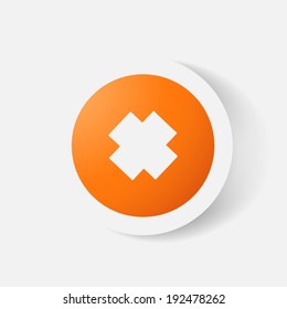 Paper clipped sticker: medical cross. Isolated illustration icon