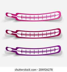 Paper clipped sticker: medical thermometer. Isolated illustration icon