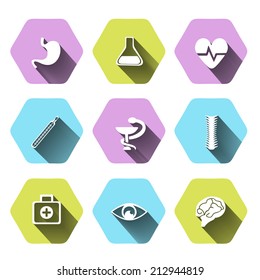 Paper clipped sticker: medicine. Isolated illustration icon