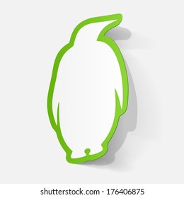 Paper clipped sticker: Penguin label. Isolated illustration icon