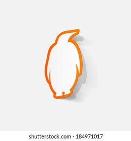 Paper clipped sticker: Penguin label.