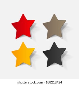 Paper clipped sticker: pentagonal star. Isolated illustration icon