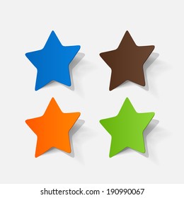 Paper clipped sticker: pentagonal star. Isolated illustration icon