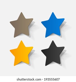 Paper clipped sticker: pentagonal star. Isolated illustration icon