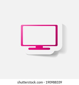 Paper clipped sticker: plasma. Isolated illustration icon