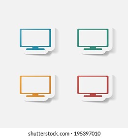 Paper clipped sticker: plasma. Isolated illustration icon