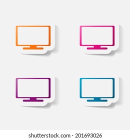 Paper clipped sticker: plasma. Isolated illustration icon