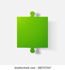Paper clipped sticker: puzzle. Isolated illustration icon