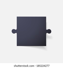 Paper clipped sticker: puzzle. Isolated illustration icon