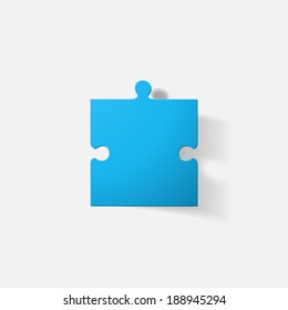 Paper clipped sticker: puzzle. Isolated illustration icon