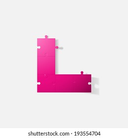 Paper clipped sticker: puzzle. Isolated illustration icon