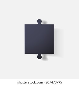 Paper clipped sticker: puzzle. Isolated illustration icon
