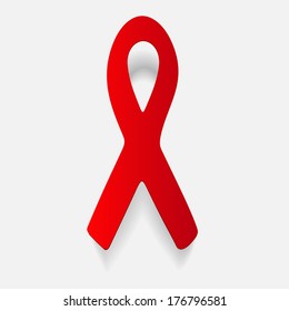 Paper clipped sticker: ribbon Fight AIDS. Isolated illustration icon