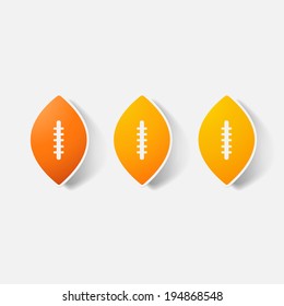 Paper clipped sticker: rugby ball. Isolated illustration icon